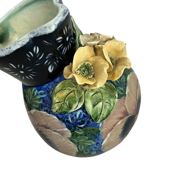 lesal ceramics lisa lindberg floral handpainted pitcher - Picture 6 of 12